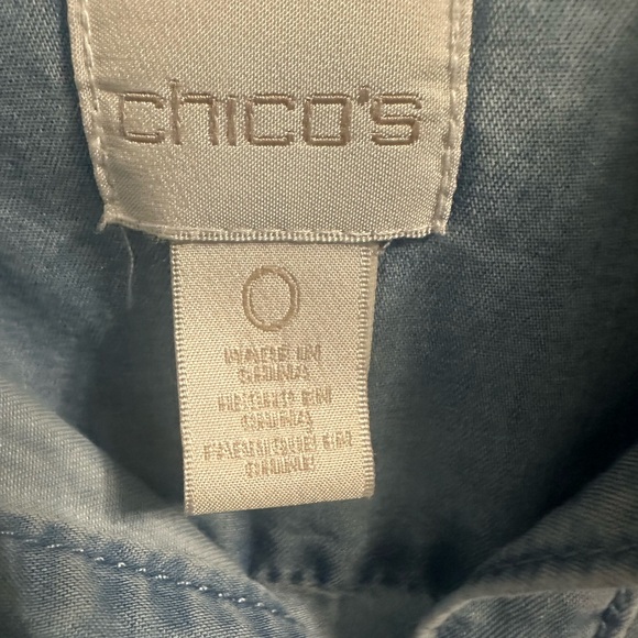 Chico's Light Blue Denim Shirt with Embellishments - Picture 3 of 7